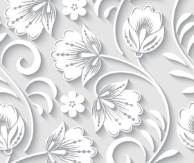 Paper-cut floral 3d seamless pattern vector 01