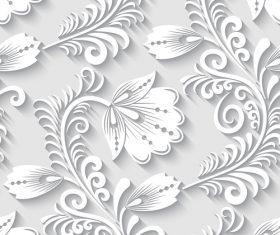 Paper-cut floral 3d seamless pattern vector 03