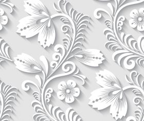 Paper-cut floral 3d seamless pattern vector 04