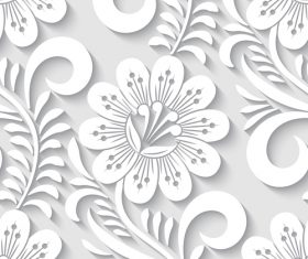 Paper-cut floral 3d seamless pattern vector 05