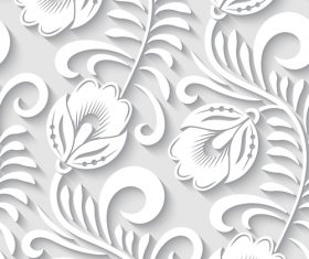 Paper-cut floral 3d seamless pattern vector 07