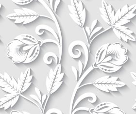 Paper-cut floral 3d seamless pattern vector 08