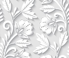 Paper-cut floral 3d seamless pattern vector 09