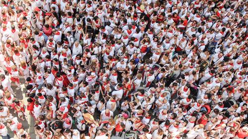 People who participated in the San Fermin festival in Spain Stock Photo