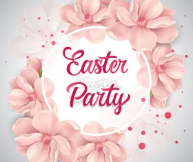Pink flower with easter party background vector