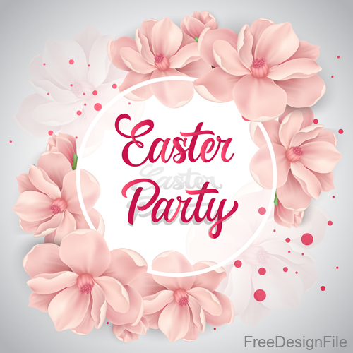 Pink flower with easter party background vector