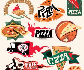 Pizza delivery logos design vectors