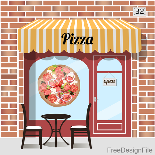 Pizza restaurant background design vector free download