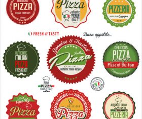 Pizza retro badge with labels vector