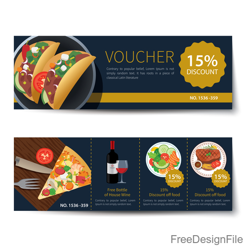 Pizza voucher template vectors 02