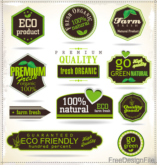 Quality goods labels with badges vector