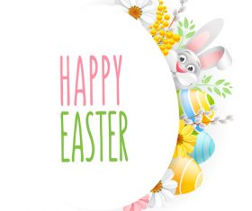 Rabbit with easter festival card vector 01