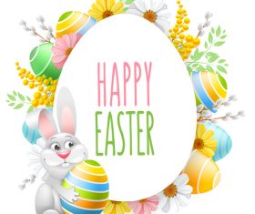Rabbit with easter festival card vector 02