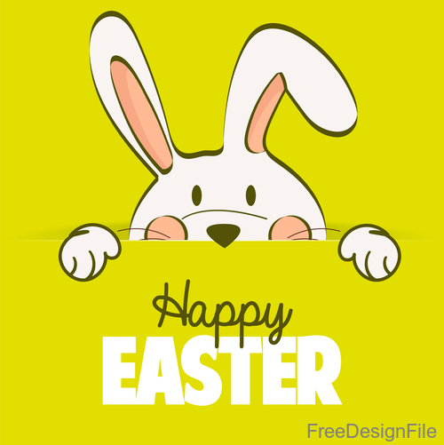 Rabbit with easter yellow background vector