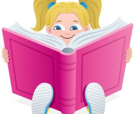 Reading book kid design vector 02