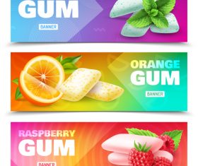 Realistic chewing gum banners realistic vector