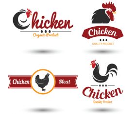 Red with black chicken logos design vector 01