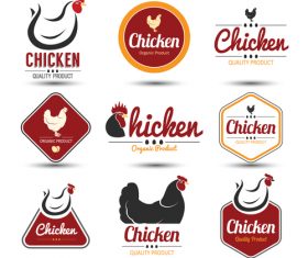Red with black chicken logos design vector 02