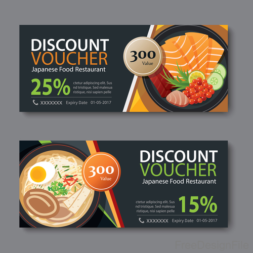 Restaurant delicacies voucher template vectors 01