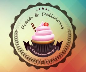 Retor cupcake labels vectors design 01