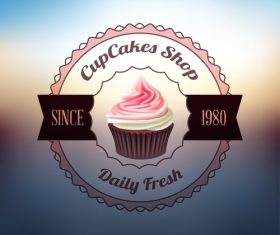 Retor cupcake labels vectors design 03
