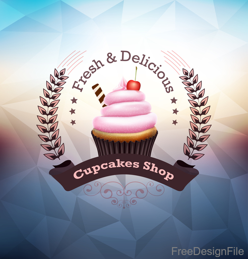 Retor cupcake labels vectors design 04