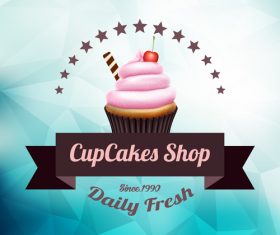 Retor cupcake labels vectors design 07