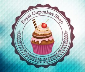 Retor cupcake labels vectors design 08
