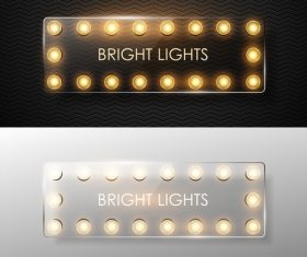 Retro bright lights with glass banners vector