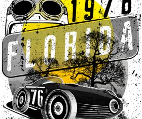 Retro car grunge background vector 02