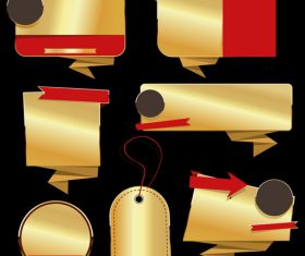 Retro vintage golden labels and banners collection vector 01