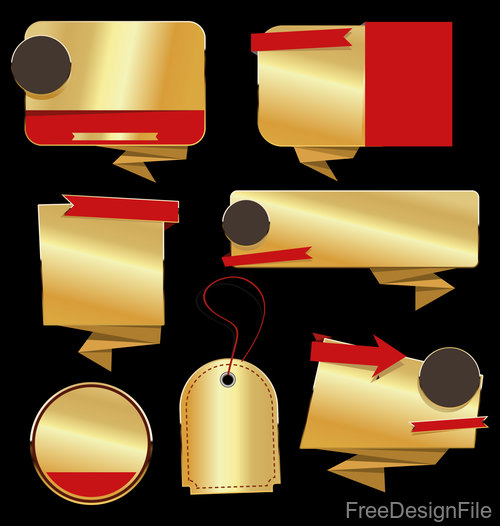 Retro vintage golden labels and banners collection vector 01