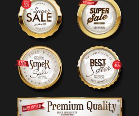 Retro vintage shiny golden labels vector set