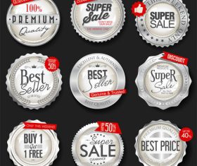Retro vintage silver badges and labels vector