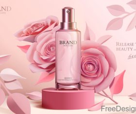 Rose with cosmetics advertisement poster template vectors 05