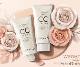 Rose with cosmetics advertisement poster template vectors 02