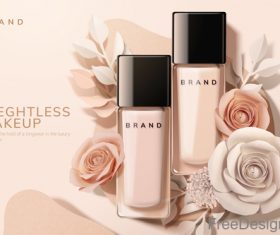 Rose with cosmetics advertisement poster template vectors 01