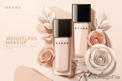 Vær tilfreds Lyn Pest Rose with cosmetics advertisement poster template vectors 01 free download