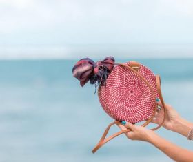 Round woven bag used by women Stock Photo 01