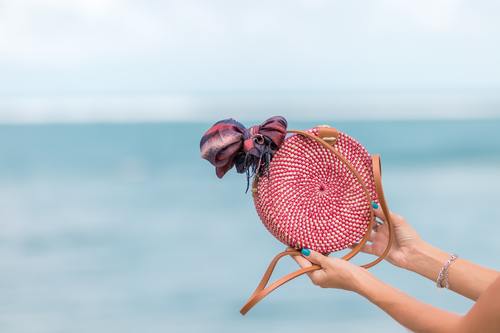Round woven bag used by women Stock Photo 01