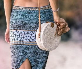 Round woven bag used by women Stock Photo 03