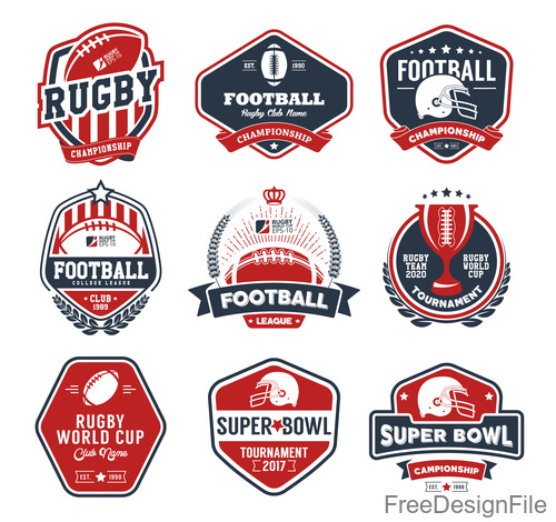 Rugby labels with logo design vector