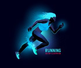 Running neon glowing background vector 01