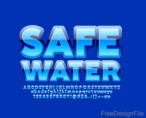 Safe water alphabet with numbers vector