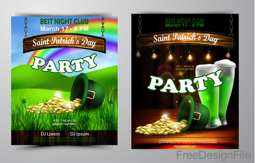 Saint patrick day party flyer with template vectors 02