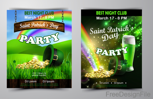 Saint patrick day party flyer with template vectors 03