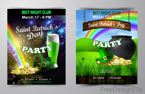 Saint patrick day party flyer with template vectors 04