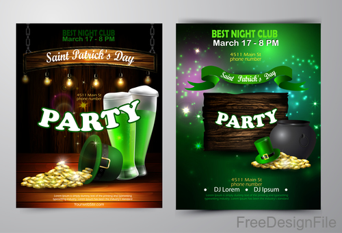Saint patrick day party flyer with template vectors 06