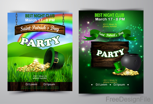 Saint patrick day party flyer with template vectors 07