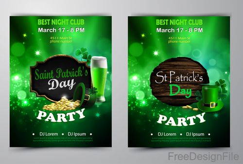 Saint patrick day party flyer with template vectors 08